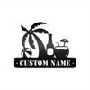 Personalized Tropical Beach Metal Sign, Custom Family Monogram Wall Decor for Poolside Patio Garden
