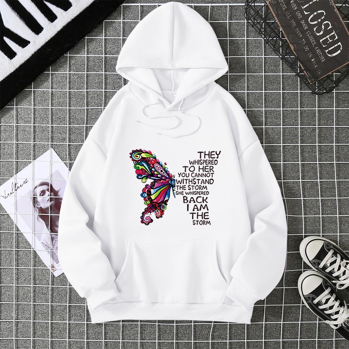 

2025 Loose Plus Sweater Women s Printing Trendy Versatile Letter Loose Hooded Top S белый