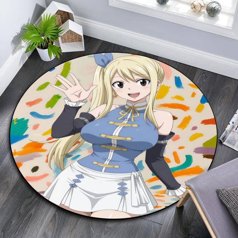 Lucy Heartfilia pattern round rug,Carpet Rug for Living Room Bedroom Playroom ,Non-slip Floor Mat,Holiday Gifts and Birthday Gifts.