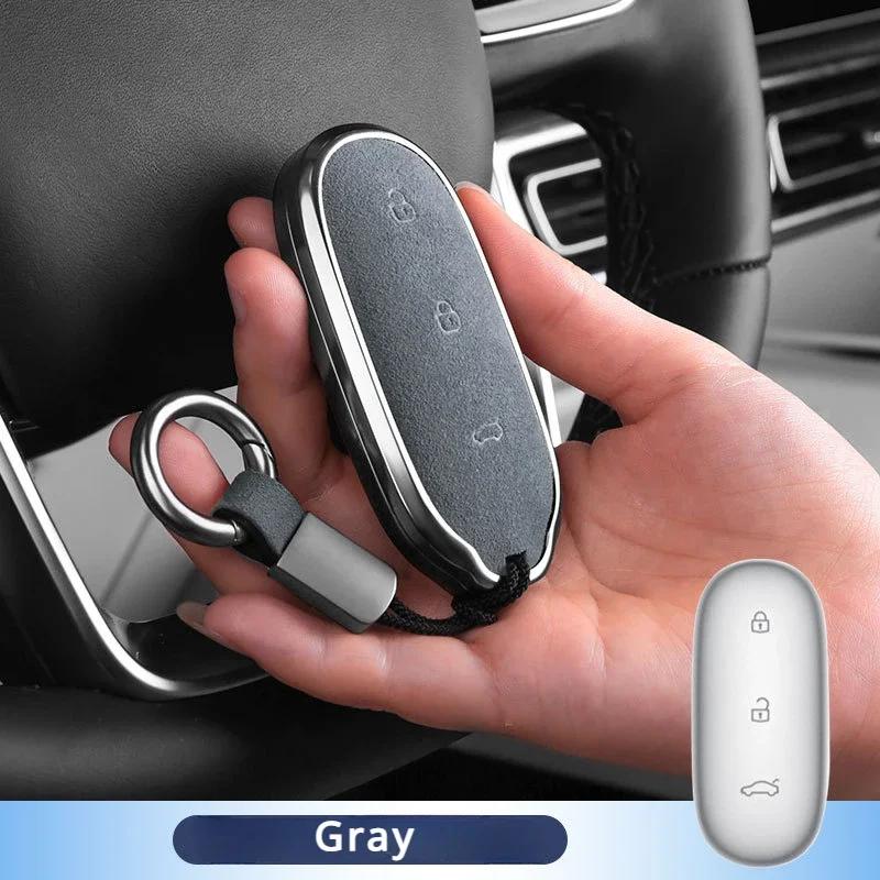 Suede Leather Car Key Case Shell Keychain For Li Lixiang L6 L9 L8 L7 Key Case Cover For Li Lixiang Leading Ideal L6 L7 L8 L9