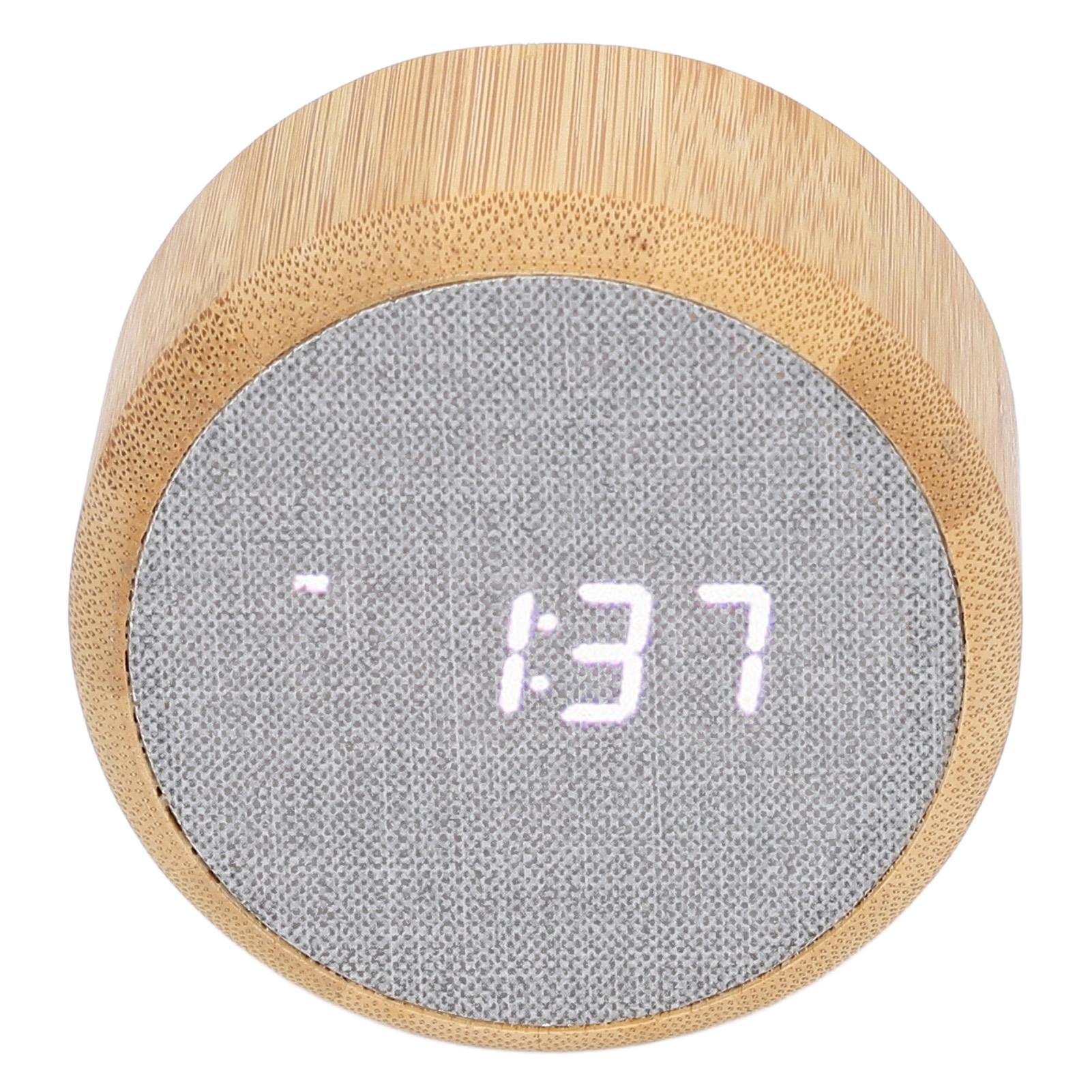 

Digital Alarm Clock Round LED Voice Control Brightness Adjustable 12h 24h Clock for Office Dorm