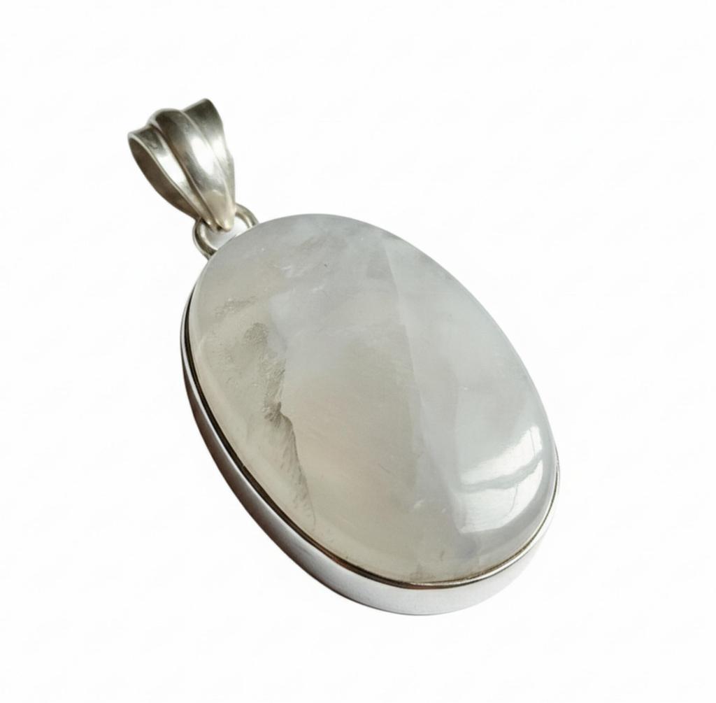 Rainbow Moonstone Pendant, 925 Sterling Silver, Oval Cabochon Gemstone Pendant, Minimalist Necklace Pendant