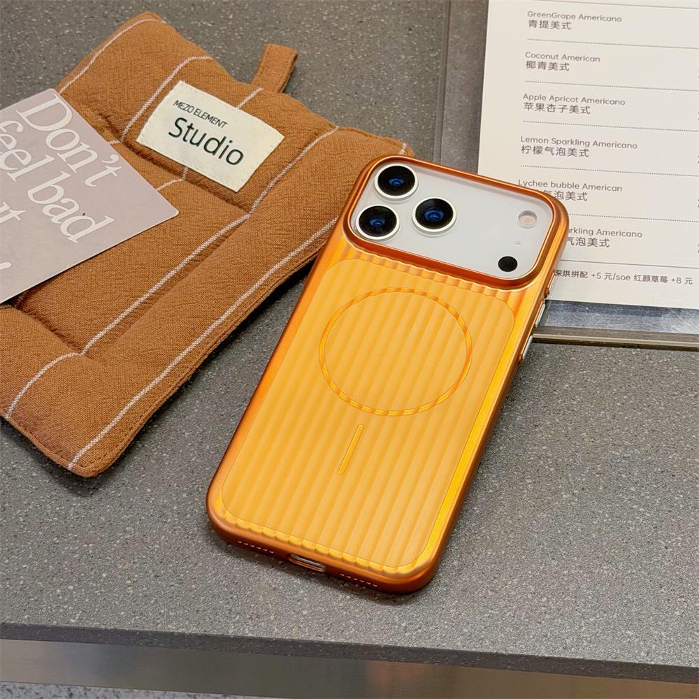 

Corrugated 3D Stripes Matte Magnetic Case For iPhone 17 16 15 Pro Max For Magsafe Wireless Charging Shockproof Bumper Back Cover iPhone17 Pro Max