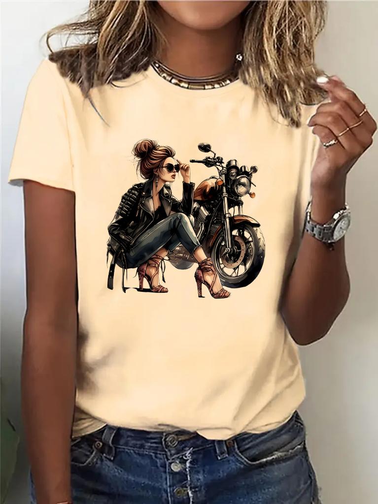 Retro Motorcycle Unisex Print Tshirt 2000s Gothic Unisexs Casual  Short Sleeve T Shirt Clothing Top Tee