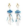Boucles d'oreilles élégantes méduses bleues faites à la main, artisanat à partir de matériaux acryliques pour les sorties décontractées et les vacances à la plage, usage quotidien