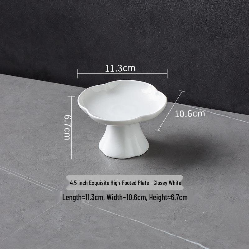 High-Footed Ceramic Dim Sum & Snack Platter - Artistic Design Chinese Cold Dishes & Fruit Plate