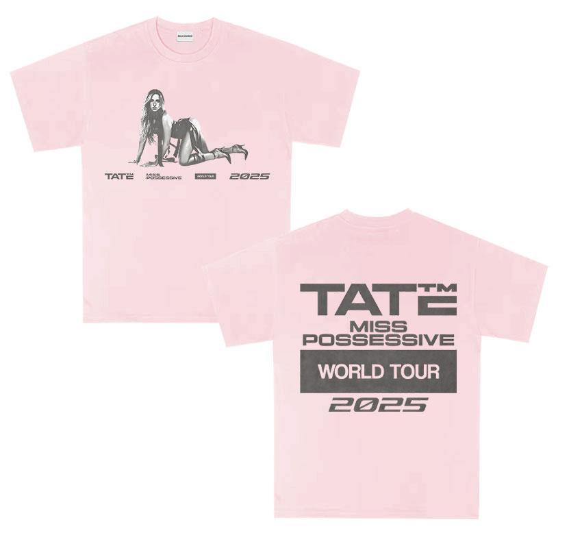 90s Vintage Tate McRae Miss Possessive Tour 2025 New Merch Tee Shirt Unisex Fashion Harajuku High Quality Cotton Tees Streetwear