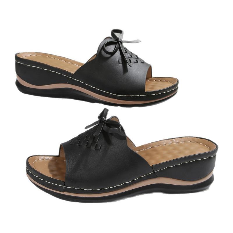 Large Size Slope Heel Open-toed Outer Slippers Spring and Summer New Women's Shoes Sandals Flower Fish Mouth Slippers