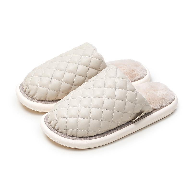 fine-tuned men's cotton slippers autumn and winter couple home indoor warm office wooden floor anti-splash water non-slip women