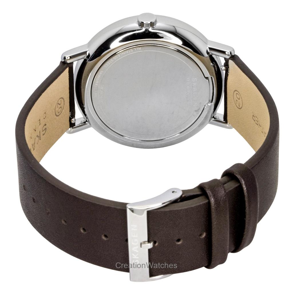 Skagen Signatur Leather Strap Multifunction Grey Dial Quartz SKW6941 Men's Watch