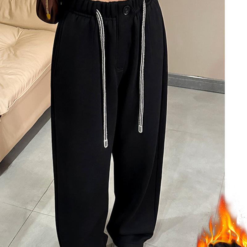 

Утепленные бархатные цельные брюки-шаровары на кулиске с пряжкой для женщин на зиму Бархатные с высокой талией Свободные Облегающие Универсальные Брюки-бананы XL