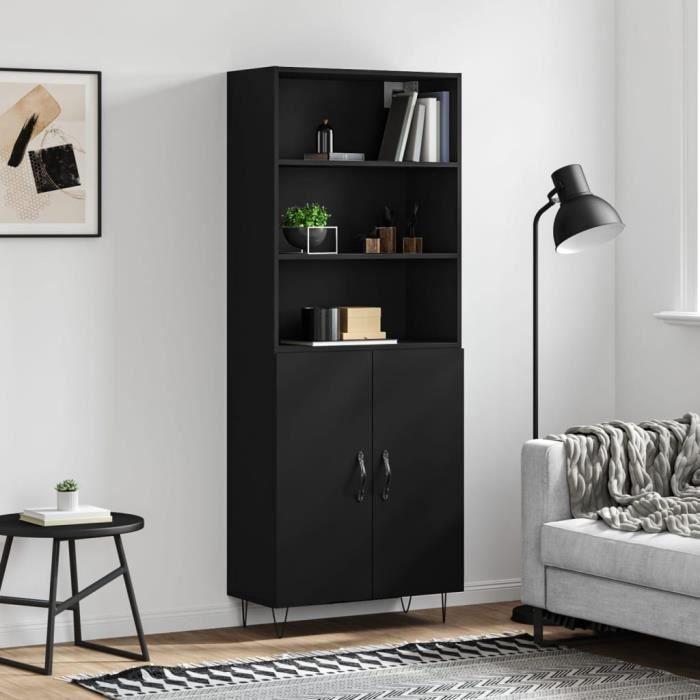 VidaXL Buffet haut Noir 69,5x34x180 cm Bois d'ingénierie 3189246