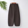 Spring Loose High-Waisted Woolen Harem Pants for Women - Slimming, Casual, and Cropped Wide-Leg Design