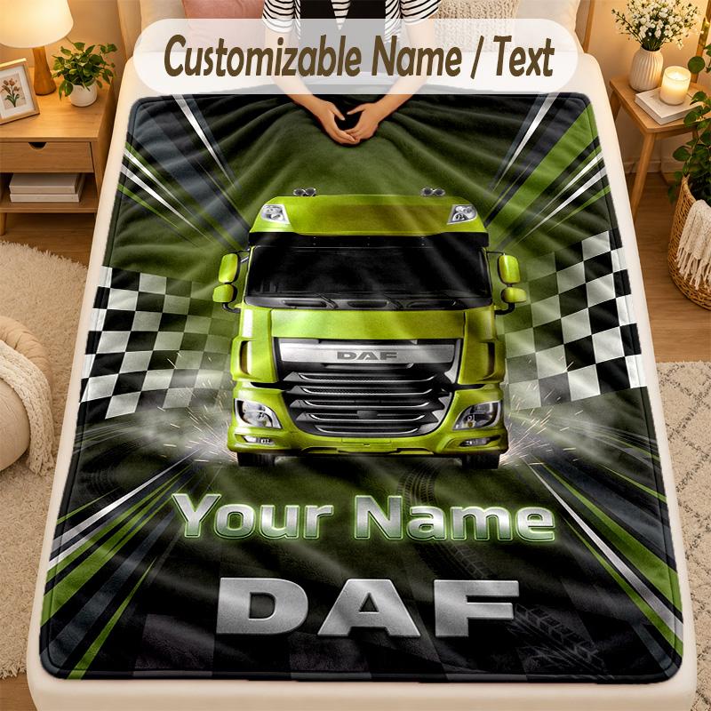 Flannel BlanketDAF Custom Name Text Personalized Soft Warm Throw Blanket Home Decor Gift
