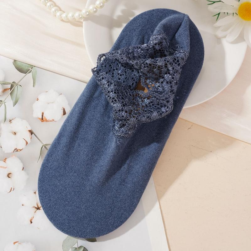 Women's Autumn Winter Thickened Warm Fleece Socks Lace Ankle Socks Non-slip Floor Socks