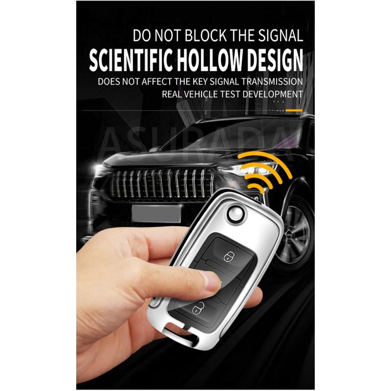 Auto TPU Zinc Alloy Key Case Bag For VW Volkswagen GOLF 4 MK4 Car Key Chain Car Metal Key Shell Interior Decoration Accessories