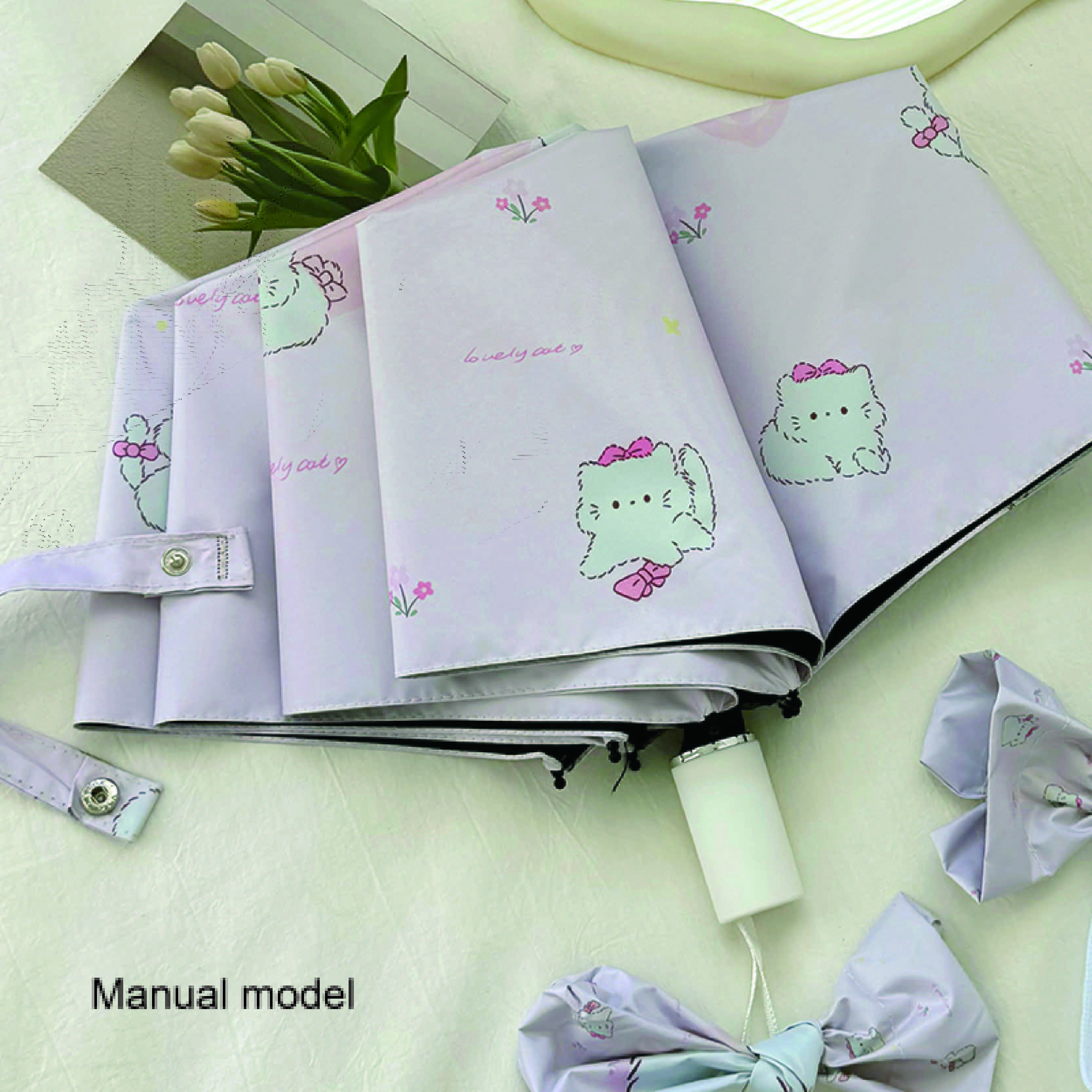 

Милый розовый котенок складной зонт защита от солнца и УФ дождь двойного назначения солнцезащитный зонт студент портативный солнцезащитный козырек 8K