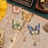 Engraved Butterfly Bookmarks with Pendant Butterfly Metal Bookmarks for Teacher Book Lover Adult Reading Accessories
