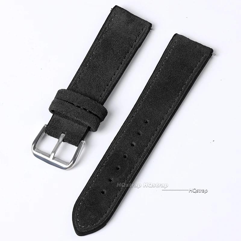 Vintage Suede Leather Watch Strap 18mm 19mm 20mm 21mm 22mm 24mm Brown Grey Handmade Watchband Universal Replacement Wristband