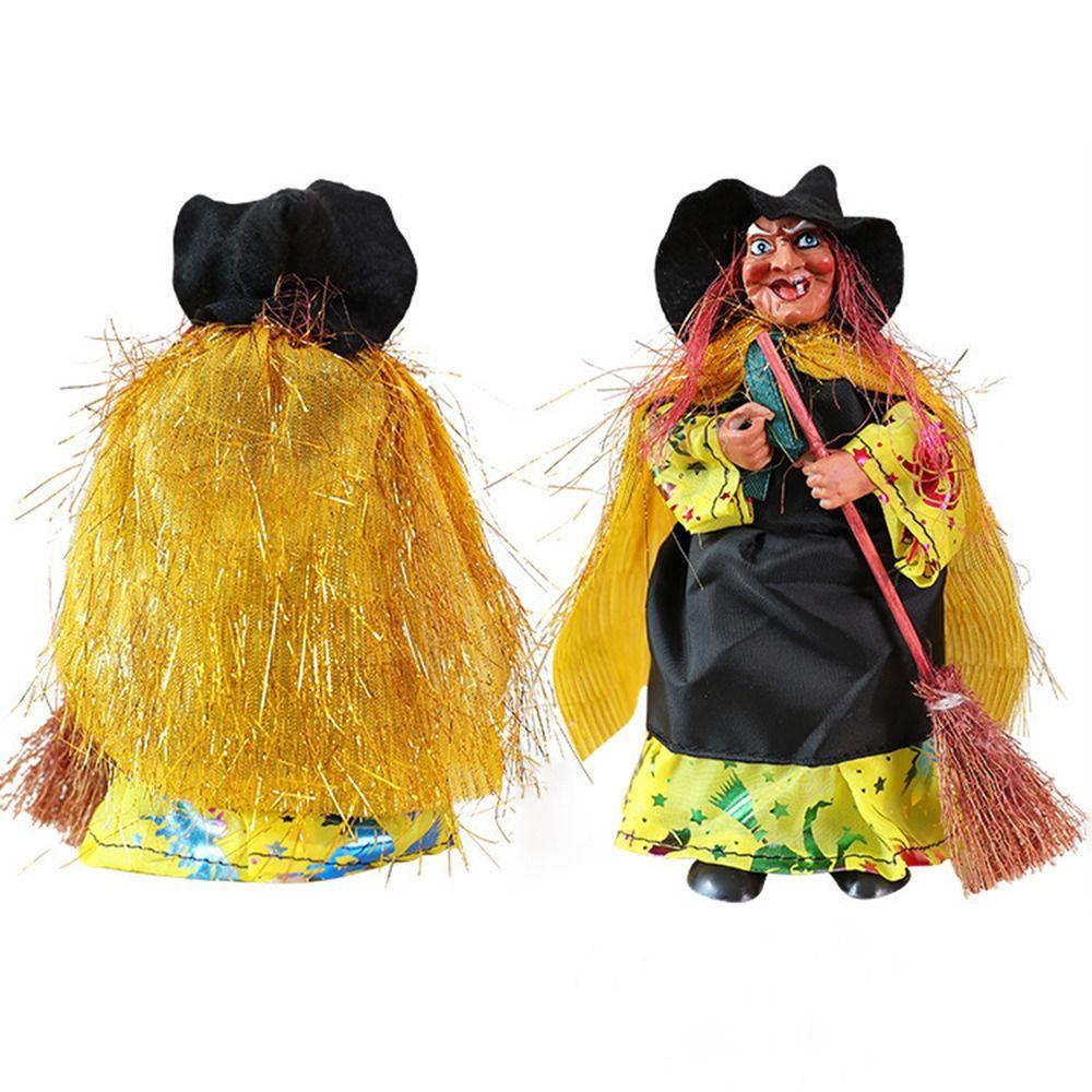 Funny Halloween Witch Ornament Retro Witch Figurines Broomstick Witch Statues  Yard