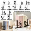 1Pair Stick Figure Metal Bookends Iron Art Desktop Decorative Bookend  School Office Supplies