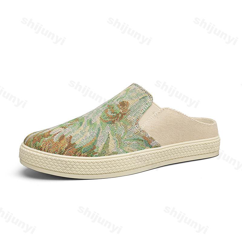 Men's Canvas Slippers 2025 Summer New Outdoor Anti-slip Breathable Fashion Male Casual Slippers Party Sandals Half Slippers