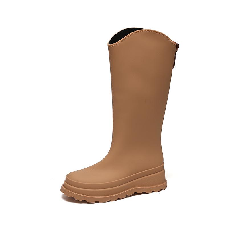 Women's Fashionable Waterproof High-Top Rain Boots: Non-Slip, Plush, Warm, Versatile Outdoor Work Shoes (Korean Style)