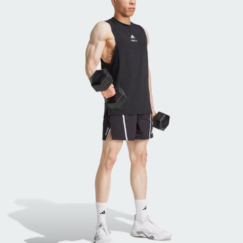 Adidas Les Mills Climacool Logo Slim Fit Breathable Round Neck Tank Top Men Tops Black JJ1435