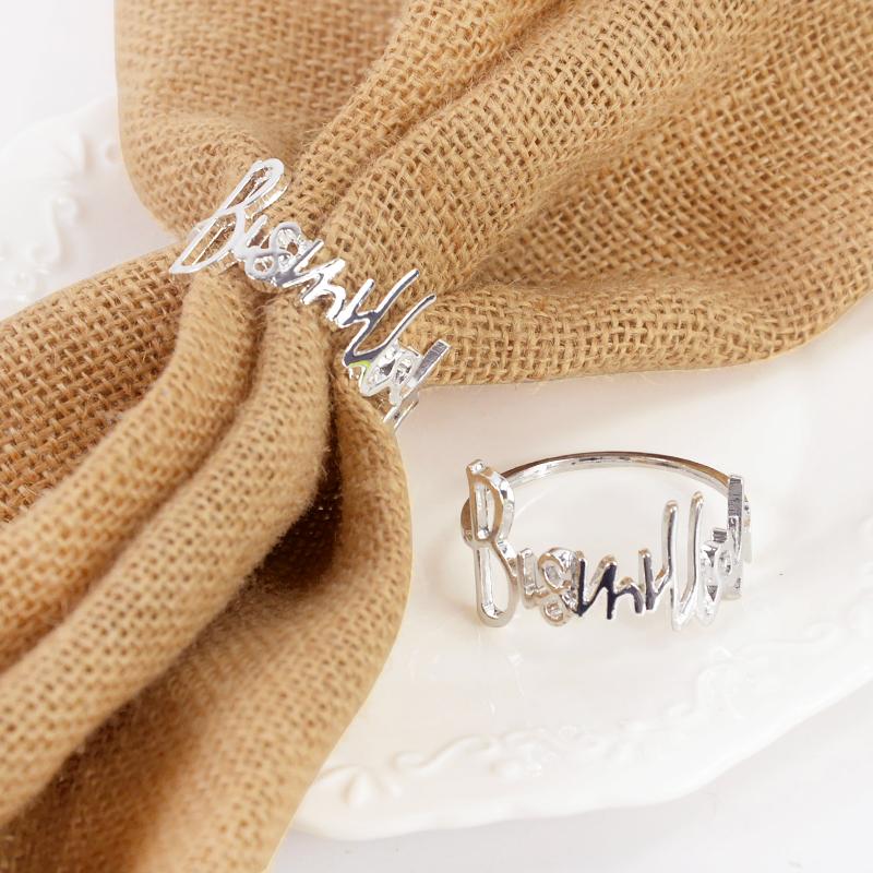 

2/4/6 шт. Кольца для салфеток «Бисмиллах» Ид Мубарак Мусульманский Исламский Рамадан Карим Сплав Пряжка для салфеток Украшения для свадебного обеденного стола 2pcs серебряный