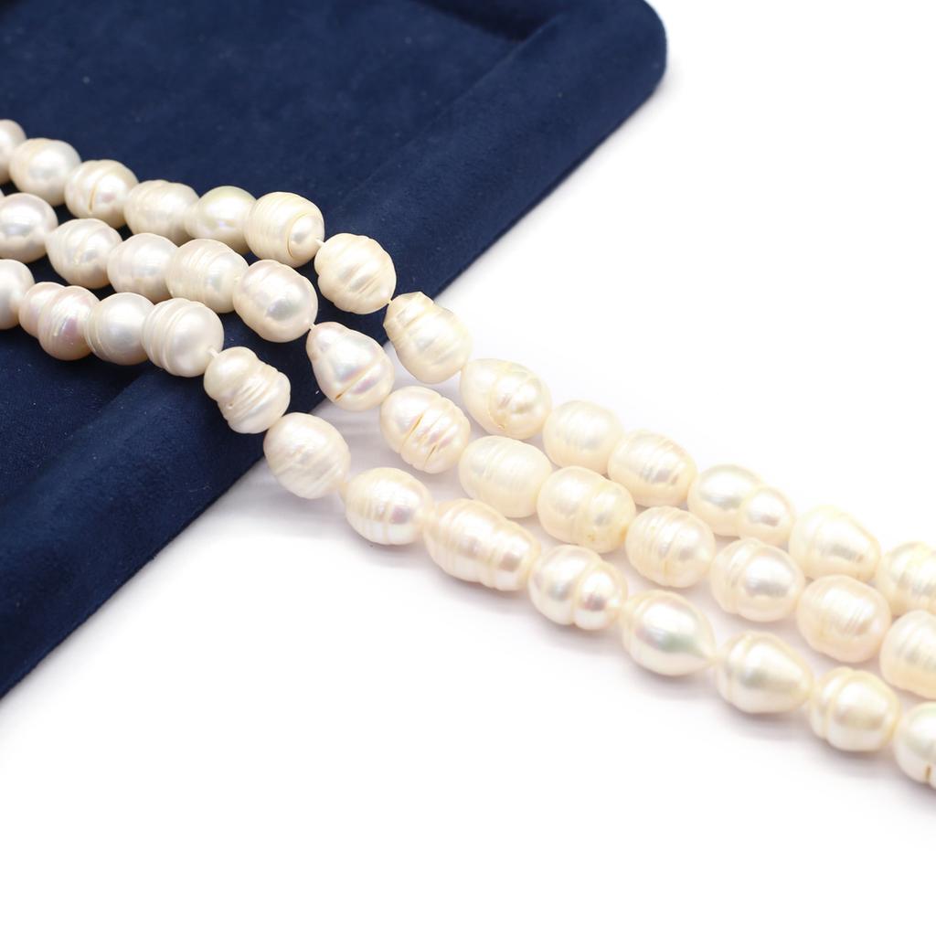 1String, White Natural Freshwater Pearls, Handmade Rice Pearl Beads for Jewelry Making DIY Necklaces, Bracelets Crafts (Beads 10-11mm, Length 36cm)