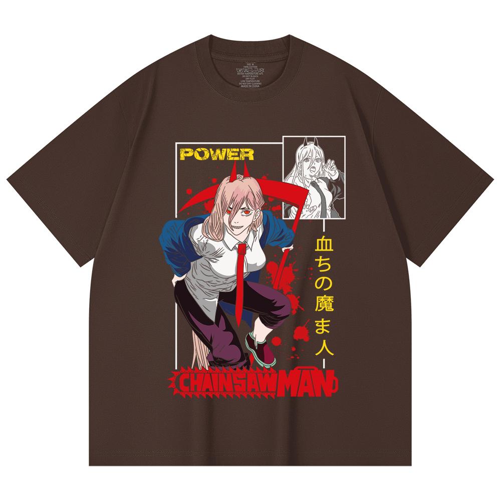 230 g/m² 100% Baumwolle Kettensägenmann V40 Power Print Unisex Schweres Baumwoll-T-Shirt