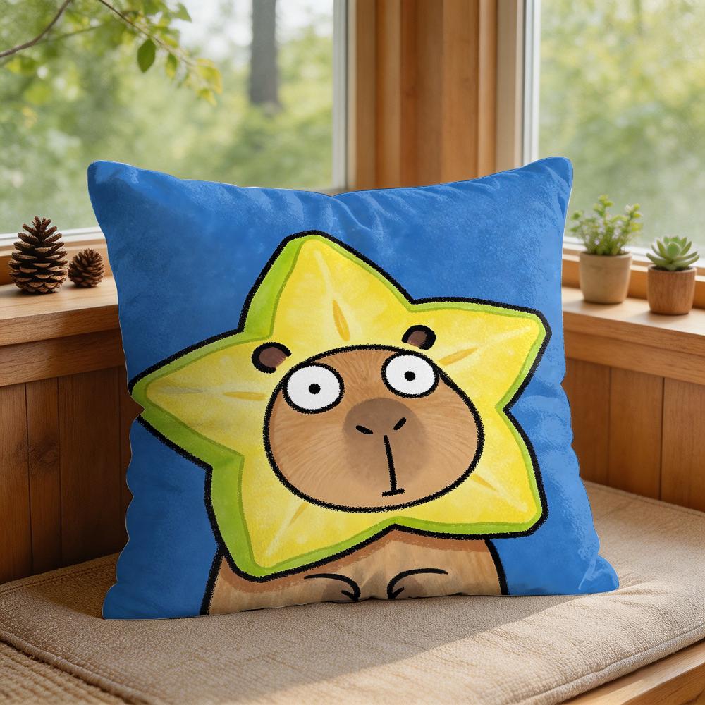 Cute Kicapara Cartoon Cushion Cover Silky Short Plush Invisible Zipper Dustproof Sofa Pillow Case For Home Decor