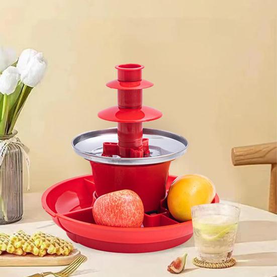 90W Chocolate Fountain Melter Food Grade BPA Free Easy to Clean 3 Tiers Design Christmas