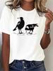 Unisex T‑shirt Magpie Bird Silhouette Graphic Tee Crew Neck Short Sleeve Wildlife Animal Print Casual Streetwear Daily Top
