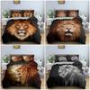 Animal Lion Pattern Comfortable Duvet Quilt Cover Pillowcase Bedding Set Children Bedroom Decoration Home Textile