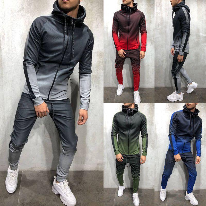 Premium Mens 2pc Tracksuit Set Hoodie And Joggers With Slim Fit And Zip Pockets