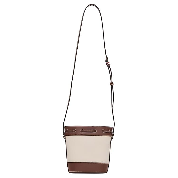 Bally Letter Micro Logo Adjustable Shoulder Strap Leather Bucket Bag Crossbody Shoulder Bag Women Bags Brown Beige 6311707