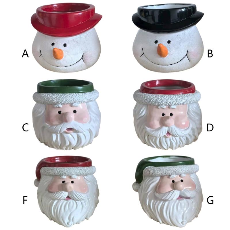 Christmas Flower Pot Succulents Planter Christmas Decorative Flower Pot,Snowman Santa Cartoon Planter Pots Art Decoration