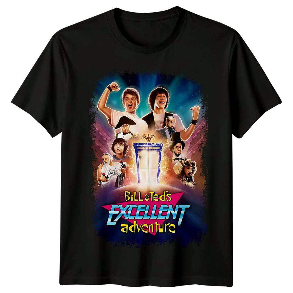 Bill Ted's Excellent Adventure (1989) Movie Poster Inspired 100% Cotton T-shirt Mens Tees Top Retro Fans