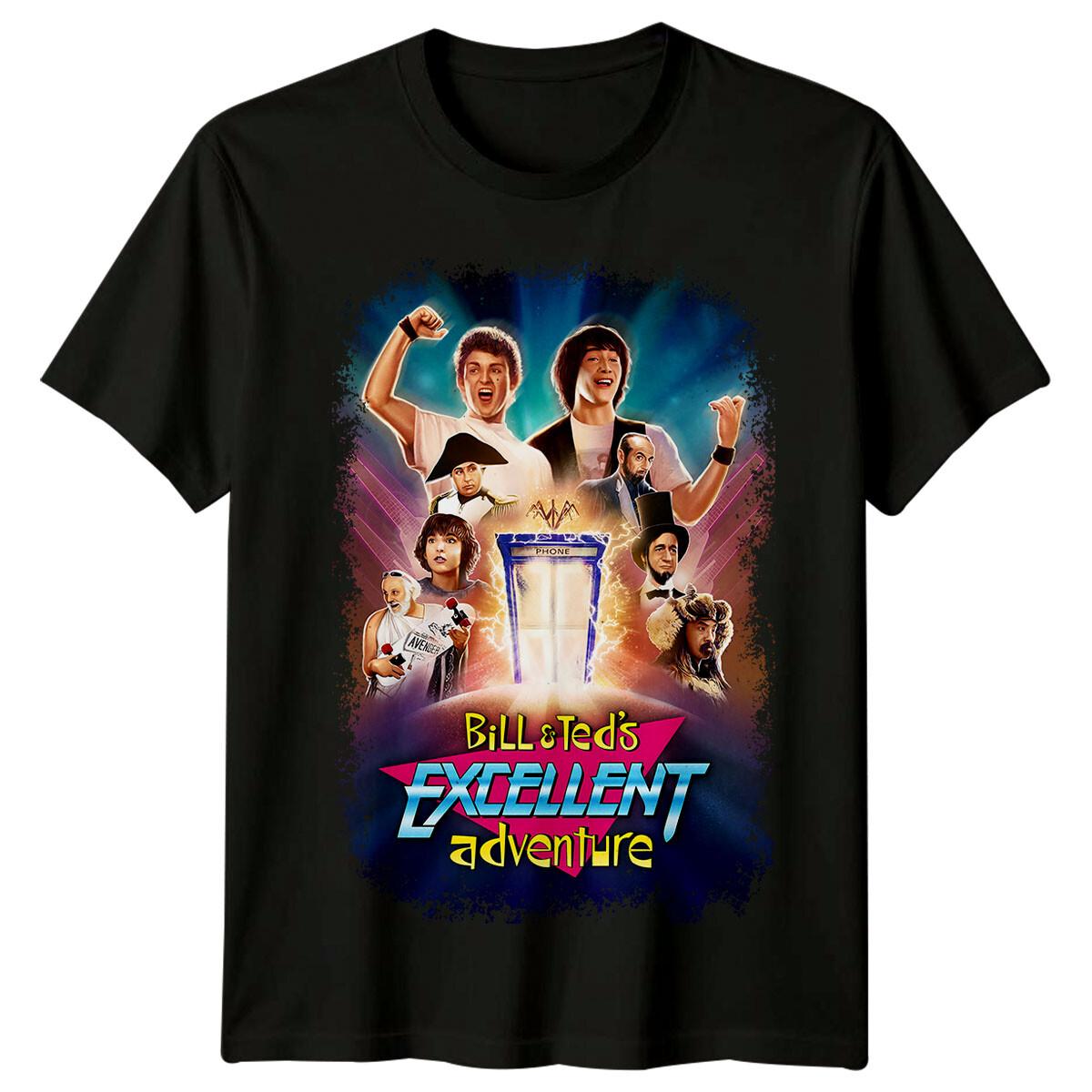 

Bill Ted s Excellent Adventure (1989) Movie Poster Inspired 100% Cotton T-shirt Mens Tees Top Retro Fans XL