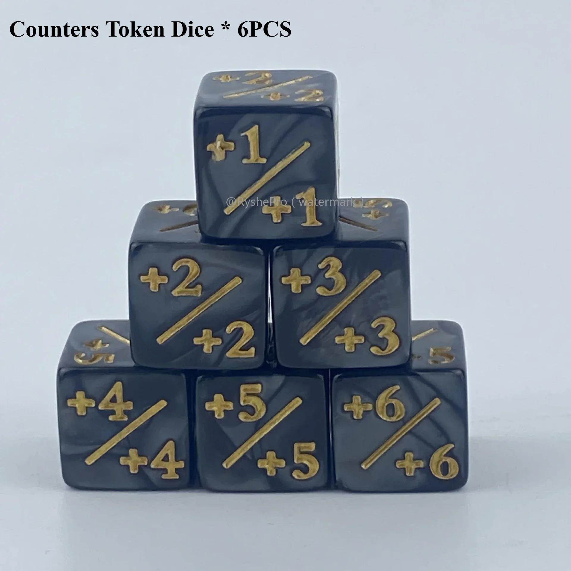 

6pcs Counters Token Dice Compatible with Magic The Gathering Dices Cube Loyalty Counter Dice Set for MTG CCG DND PRG Card Gaming
