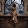 Feminin Gotisk Skulptur Dödsgudinna Figur, Eterisk Huvförsedd Figur Skulptur, Mörk Flödande Klänning Staty Fantasy Samlarobjekt för Skrivbord Bokhylla