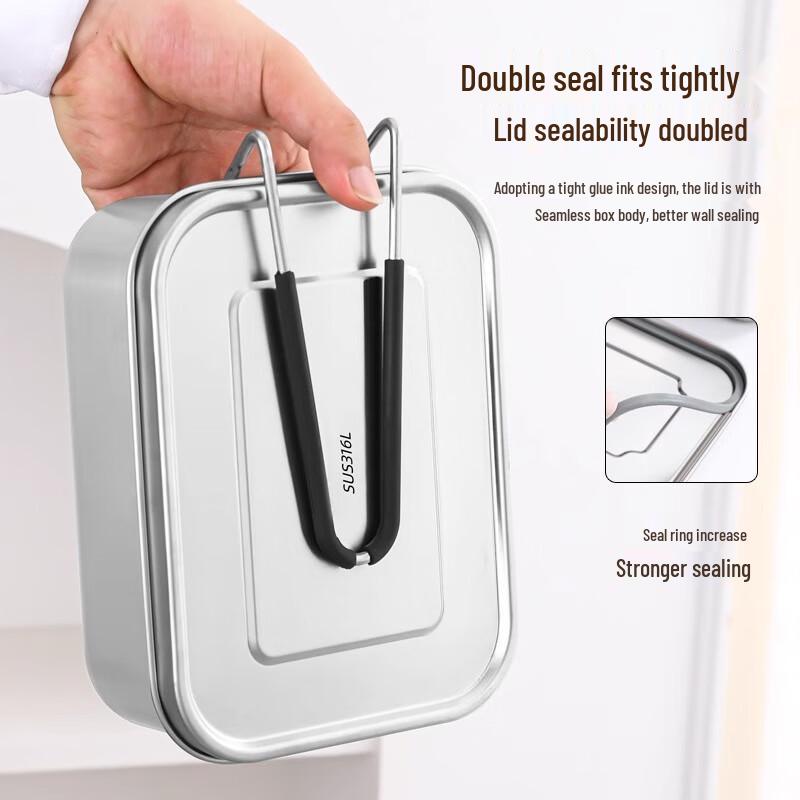 316 Stainless Steel Divided Lunch Box with Cutlery