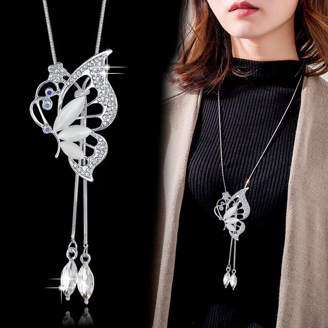 Collar de Moda para Mujer Collares y Colgantes de Cristal Gris Para Mujer Geométrico Largo Cadena de Suéter Collar Chica Joyería de Lujo