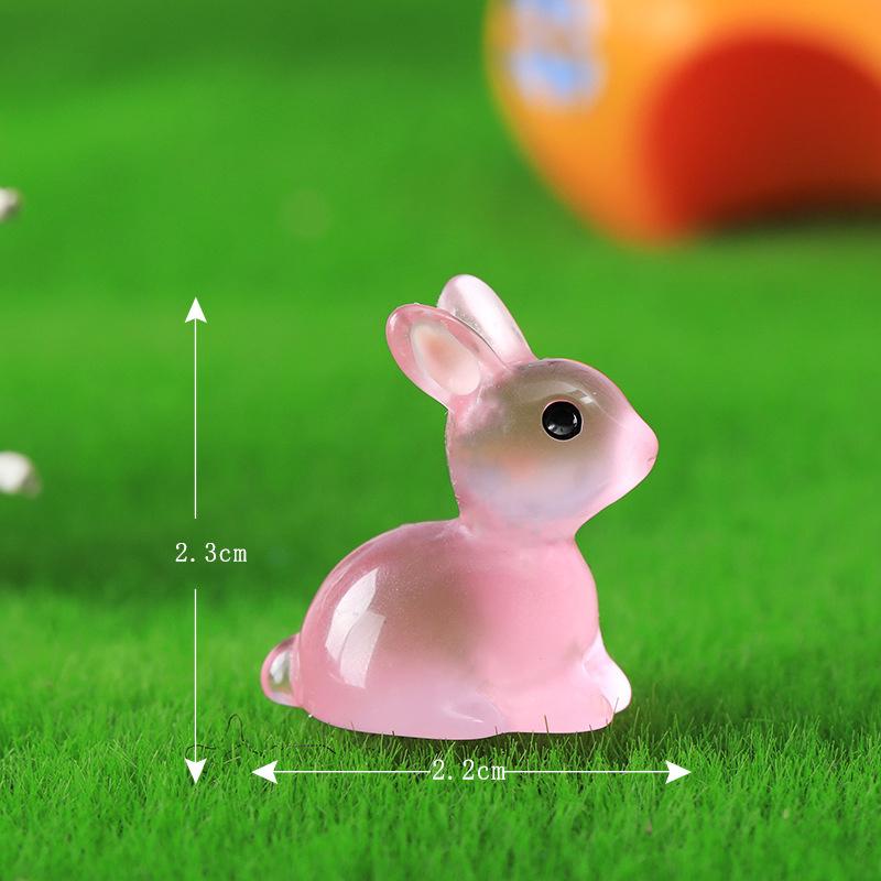 

Cute Luminous Bunny Micro Landscape Mini Rabbit Ornaments Fairy Gardening Miniature Figurines Resin Crafts Home Decoration рожевий червоний колір