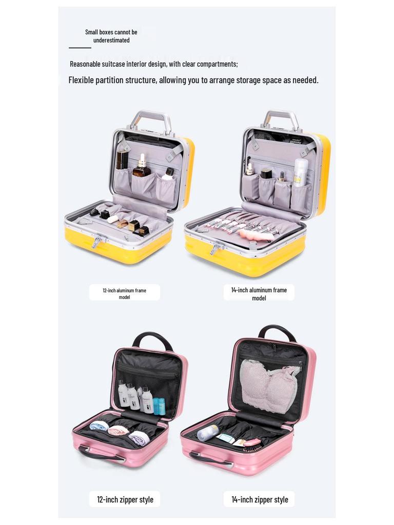 Compact Fashion Handbag: Multifunctional Makeup Case and Portable Carry-on Zipper Suitcase.