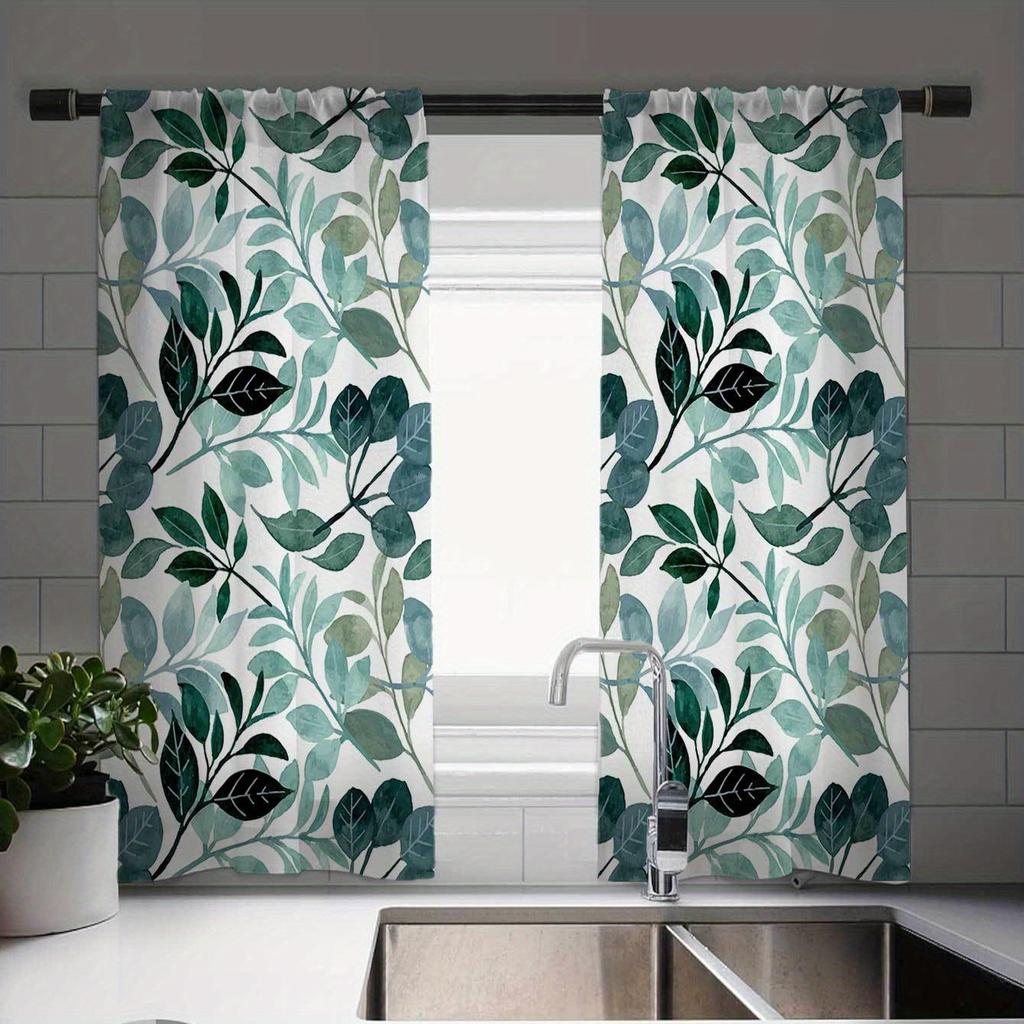 Charmantes Vintage Sonnenblumenmuster Vorhangset Elegant 2 Café-Vorhänge Europäisches Geschirrdesign Für Küche Bauernhaus Wohnzimmer