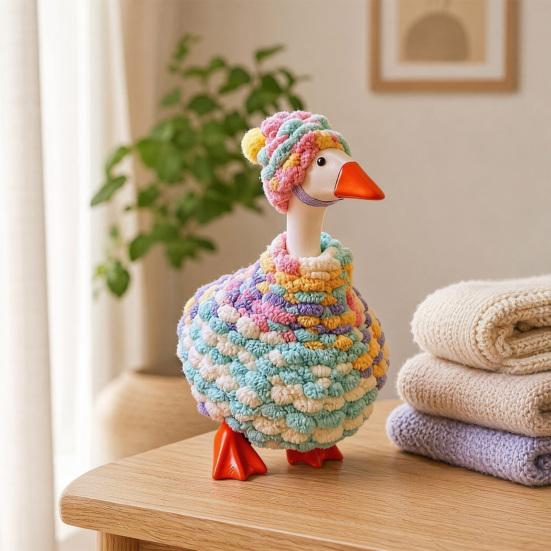 Plush Desk Goose Outfits, Handmade Crochet Goose Clothes and Hat, Porch Goose Statue Clothing, Goose Sculpture Costume for Desktop Decor
