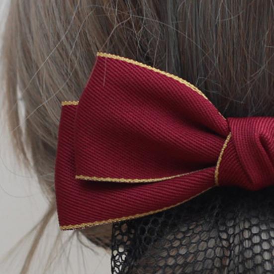 Hair Clip Satin Bowknot Decor Hair Net Bank Worker Hair Clip Versatile Hair Decoration Hair Accessory