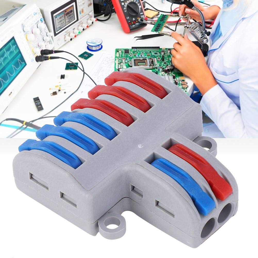 Terminal Block, 5pcs 2 In 6 Out 250V-4KV 32A Reusable Spring Lever Terminal Blocks Electric Wire Cable Connectors Apply To Soft and Hard Wire